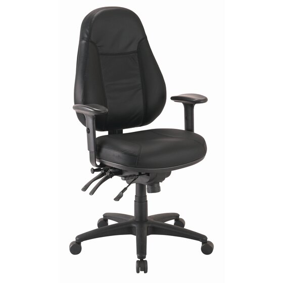 Buro Persona 24/7 Task Chair – Black Leather | Heavy-Duty Multi-Shift Office Seating