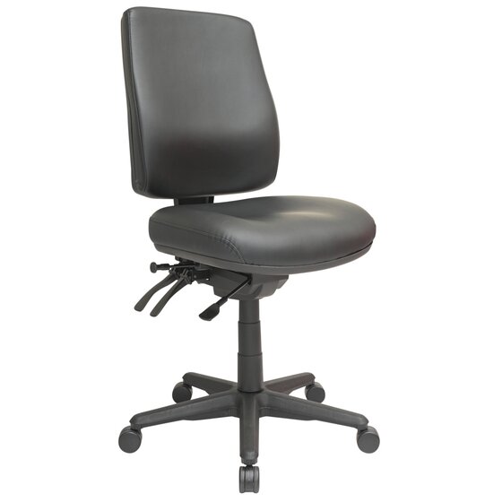 Buro Roma 3 Lever High Back Office Chair – Dillon PU Black Fabric with Seat Slide