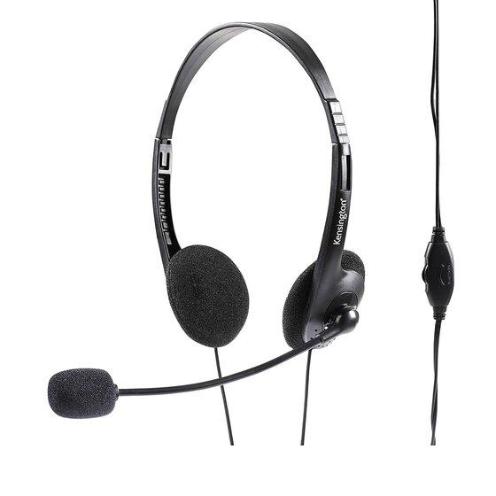 Kensington Headphones with Mic and Volume Control – Black