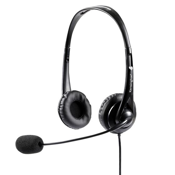 Kensington Stereo USB Headphones with Mic and Volume Control – Black