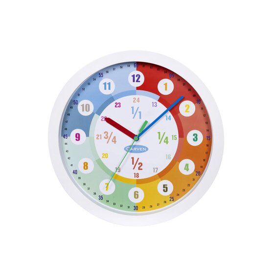 Carven Educational Wall Clock – 300mm, 24-Hour Face for Kids Learning Time