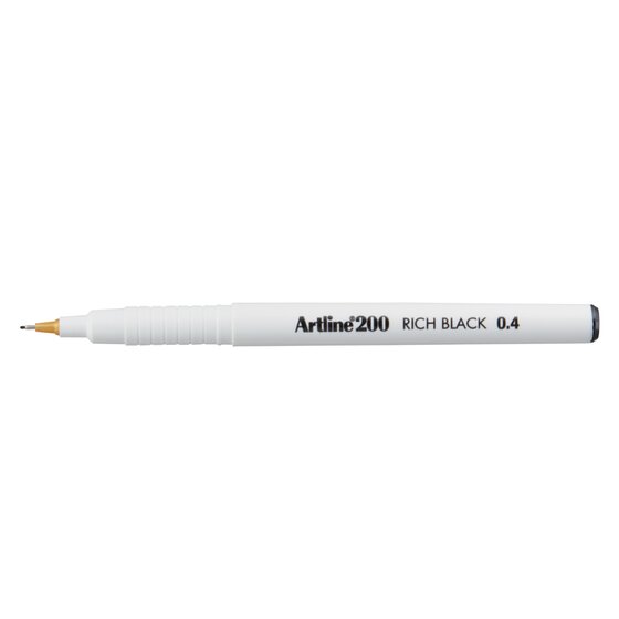 Artline 200NR Rich Black Fineliner Pen – 0.4mm | Instant-Dry, Blur-Proof Ink for Office, School & Home