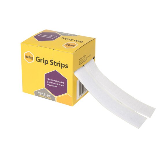 Marbig Grip Strips – Hook Side Only, 25mm x 3.6m