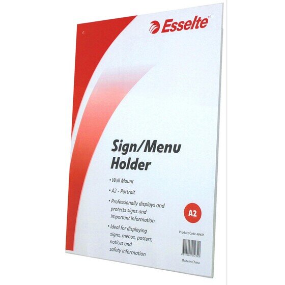 Esselte A2 Wall-Mounted Sign & Menu Holder – Pre-Drilled, Easy Install