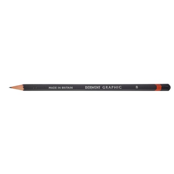 Derwent Graphic Pencil B – Round Barrel Graphite for Smooth Lines and Shading