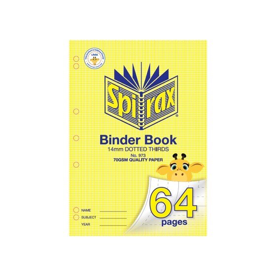 Spirax 973 Binder Book – A4, 64 Pages, 14mm Dotted Thirds