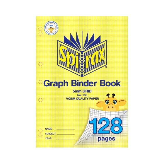 SPIRAX A4 Graph Binder Book | 5mm Grid | 128 Pages | 70gsm Polypropylene Cover