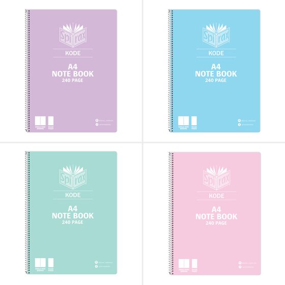 SPIRAX Kode A4 Notebook – 240 Pages, Metallic Shimmer, Silver Wire Bound