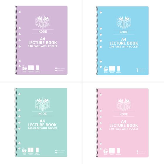 SPIRAX Kode A4 Lecture Book – 140 Pages, Metallic Shimmer, Silver Wire Bound