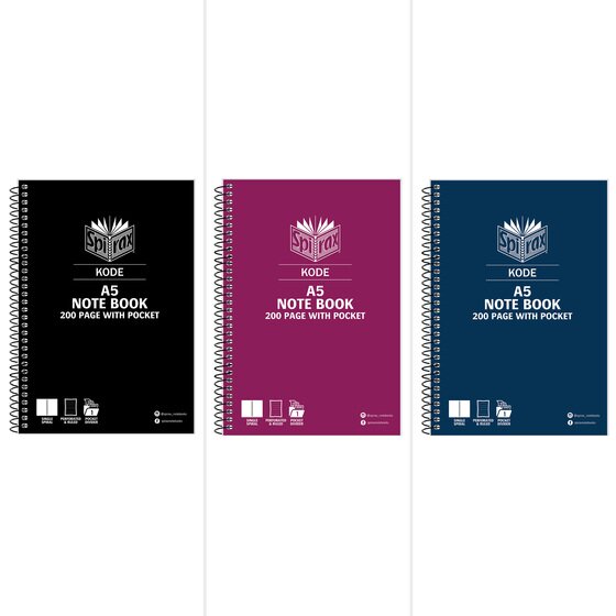 Spirax Kode A5 Notebook – 200 Pages, Twin Wire Binding, Durable Cover