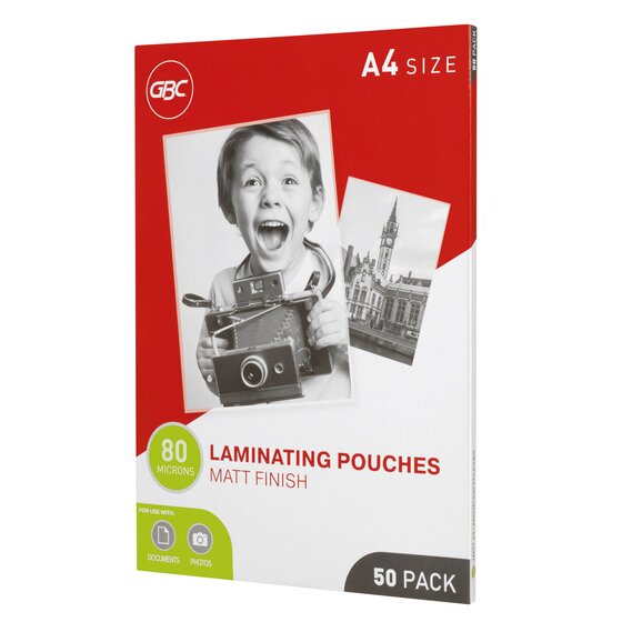 GBC Laminating Pouches A4 80 Micron – Pack of 50 – Matt Finish