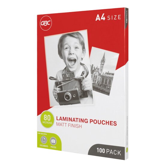GBC Laminating Pouches A4 80 Micron Matt – Pack of 100