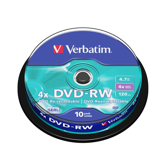 Verbatim DVD-RW Spindle 4.7GB – 10 Pack | Dust & Water Resistant Optical Media