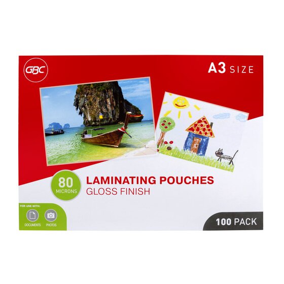 GBC Laminating Pouches A3 80 Micron Gloss Pack of 100