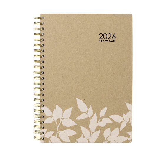 Cumberland Ecowise Diary 2026 – A4 Day-to-Page, Kraft Hard Cover, Twin Wire-O Bound