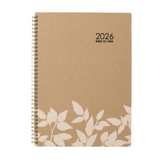 Cumberland 2026 Ecowise Diary – A4 Week-to-View, Kraft Hard Cover, Twin Wire-O Binding