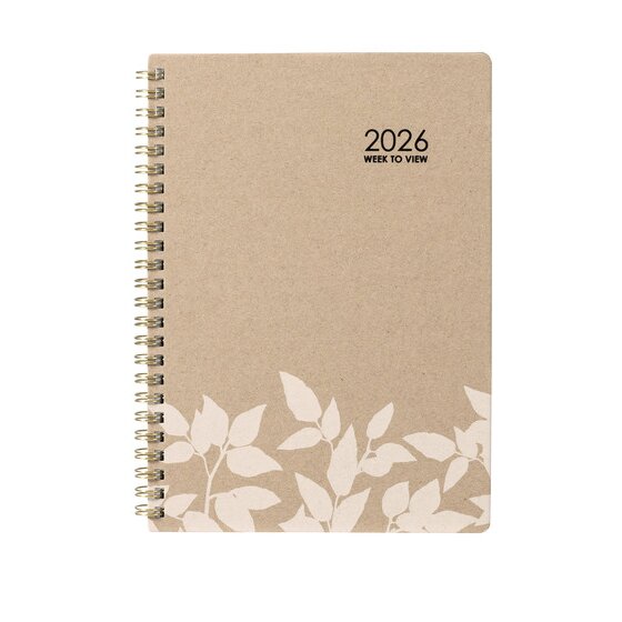 Cumberland Ecowise 2026 Diary – A5 Week to View, Kraft Hard Cover, Twin Wire-O