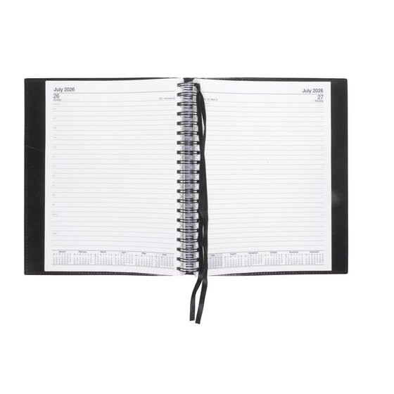 Cumberland Norwich 2026 Diary – Quarto, Day-to-Page, Black Leather Grain