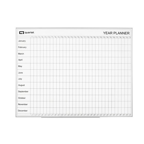 Quartet Year Planner Board 1200 x 900mm – Porcelain Dry Erase, Aluminium Frame
