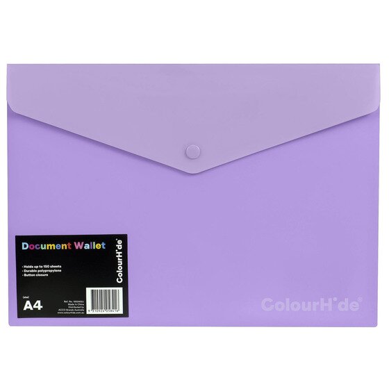 ColourHide A4 Document Wallet – Lavender | Colour-Coded Filing