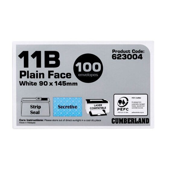 Cumberland Strip Seal Wallet Envelope 11B 90 × 145 mm White – Box of 100