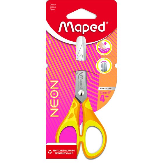 Maped Neon Scissors Essentials Soft 13cm – Safe-Tip with Ruler