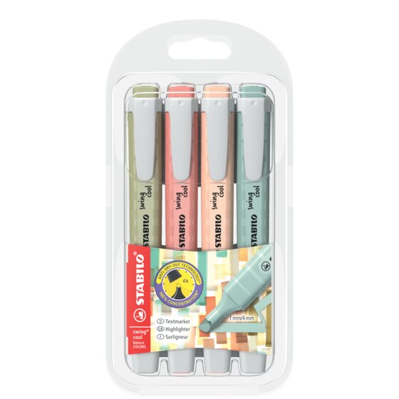 STABILO Swing Cool Nature Highlighters – Pack of 4 (275/4-09)