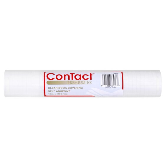 Contact Premium 100 Book Covering – Clear, Self-Adhesive, 15m × 375mm