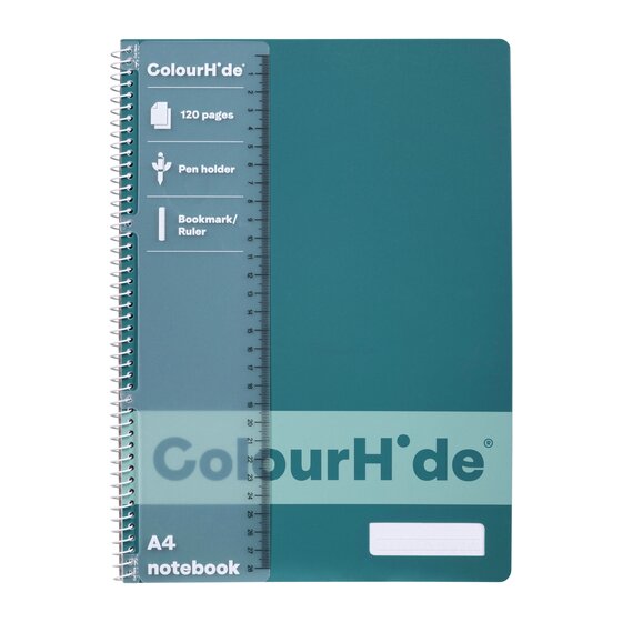 ColourHide A4 Notebook – 120 Pages, Teal Green