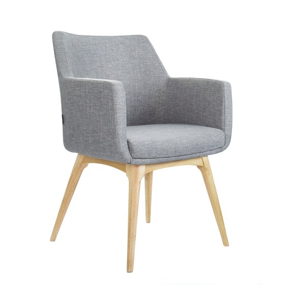 Konfurb Hady Chair – Keylargo Ash Fabric, 4-Leg Wood Base