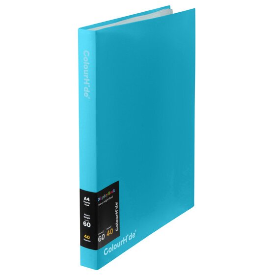 ColourHide Fixed Display Book – 40 Sheets, Sky Blue, Refillable