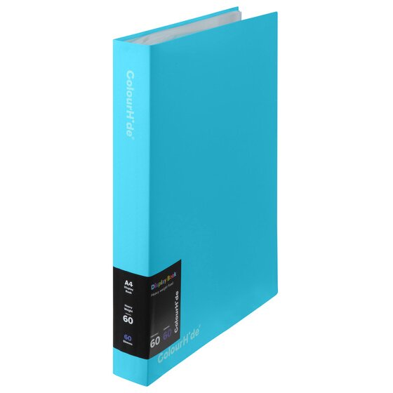 ColourHide Fixed Display Book – 60 Sheets, Sky Blue, Refillable
