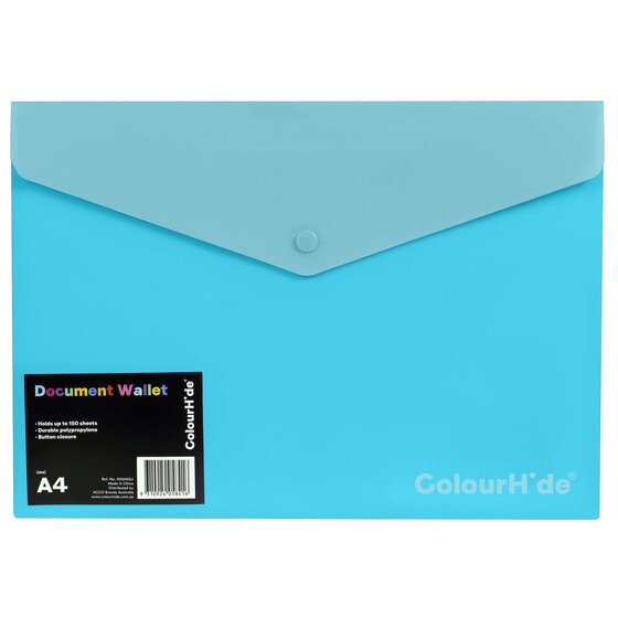 ColourHide A4 Document Wallet – Sky Blue