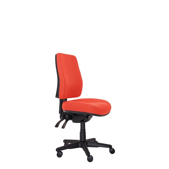 Buro Roma 3 Lever High Back Office Chair – Red Fabric | Moulded Foam Comfort, Seat Slide, Optional Arms