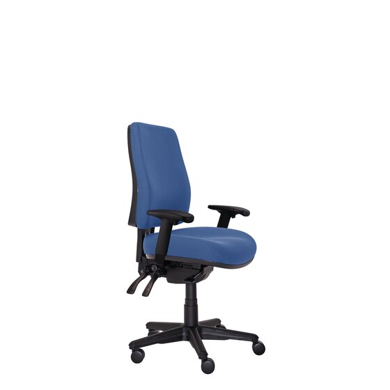 Buro Roma 3 Lever High Back Office Chair with Arms – Dark Blue Fabric
