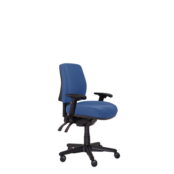 Buro Roma 3 Lever Mid Back Office Chair with Arms – Dark Blue Fabric