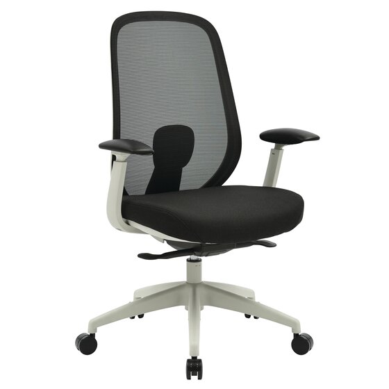 Buro Force Ergonomic Office Chair – Light Grey Frame, Black Seat, With Arms