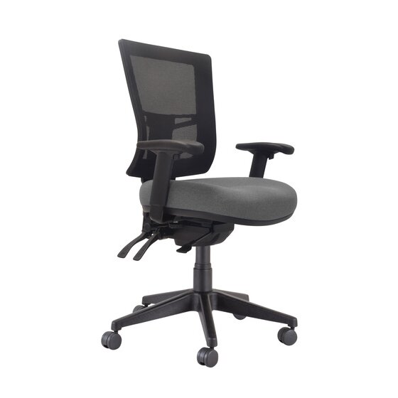 Buro Metro II 24/7 Task Chair with Arms – SafeTex Smoke Fabric, Nylon Base