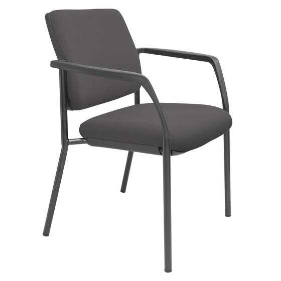 Buro Lindis 4-Leg Guest Chair with Arms – Black Frame, SafeTex Charcoal Fabric