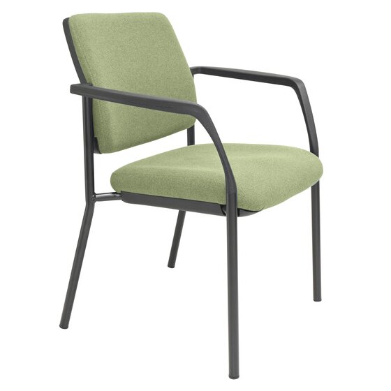 Buro Lindis 4-Leg Guest Chair with Arms – Black Frame, SafeTex Olive Fabric