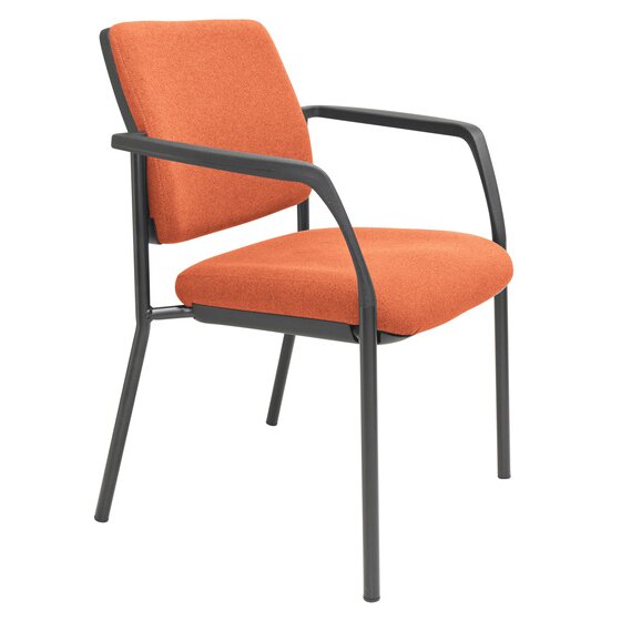 Buro Lindis 4-Leg Guest Chair with Arms – Black Frame, SafeTex Rust Fabric