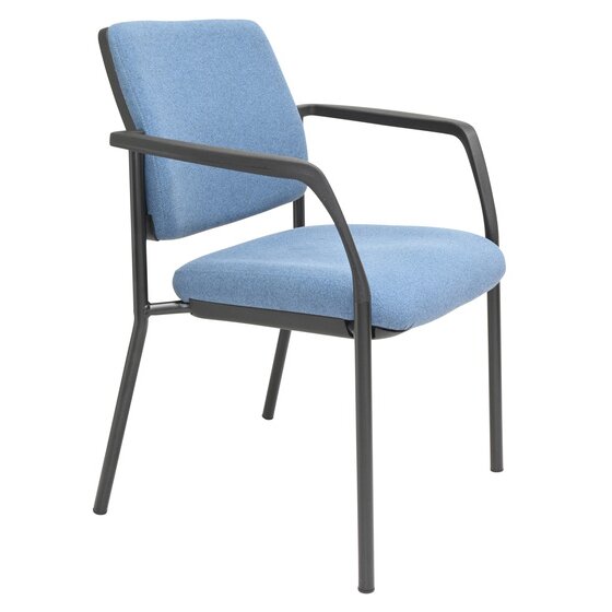 Buro Lindis 4-Leg Guest Chair with Arms – SafeTex Cobalt Fabric, Black Powder-Coated Frame