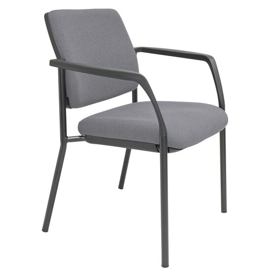 Buro Lindis 4-Leg Guest Chair with Arms – SafeTex Smoke Fabric, Black Powder-Coated Frame