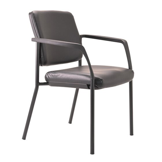 Buro Lindis Guest Chair – Arms, Black Powder-Coated Frame, Dillon PU Anti-Microbial Fabric