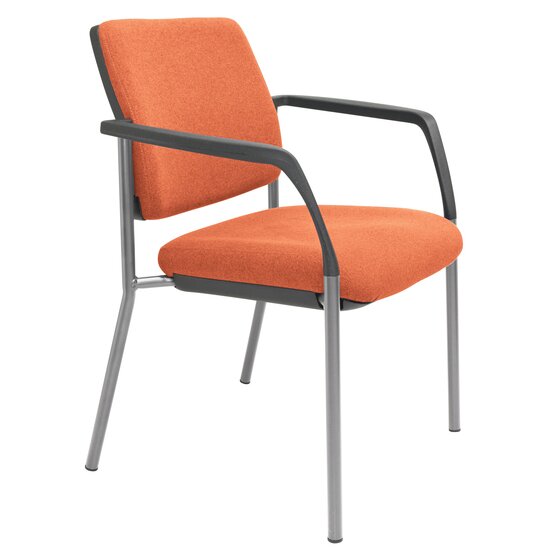 Buro Lindis 4-Leg Guest Chair with Arms – Reflective Silver Frame, SafeTex Rust Fabric