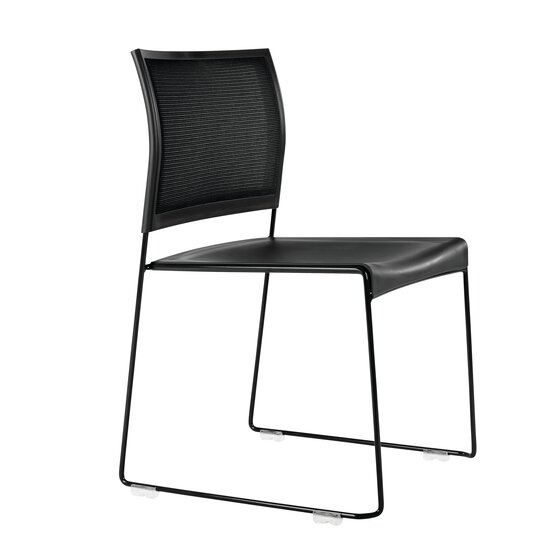 BURO MAXIM SLED CHAIR, MESH BACK, BLACK FRAME