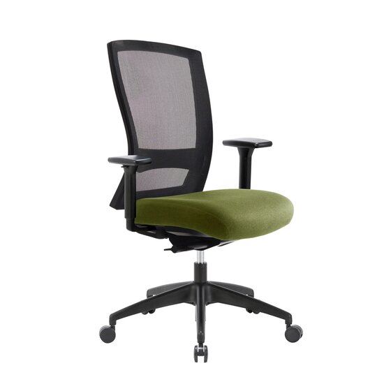 Buro Mentor Mesh Chair with Arms – SafeTex Olive | Dynamic Intelligence™ | Nylon Base