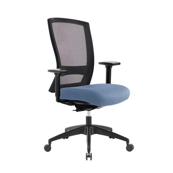Buro Mentor Mesh Chair with Arms – Nylon Base, SafeTex Rust Cobalt Fabric