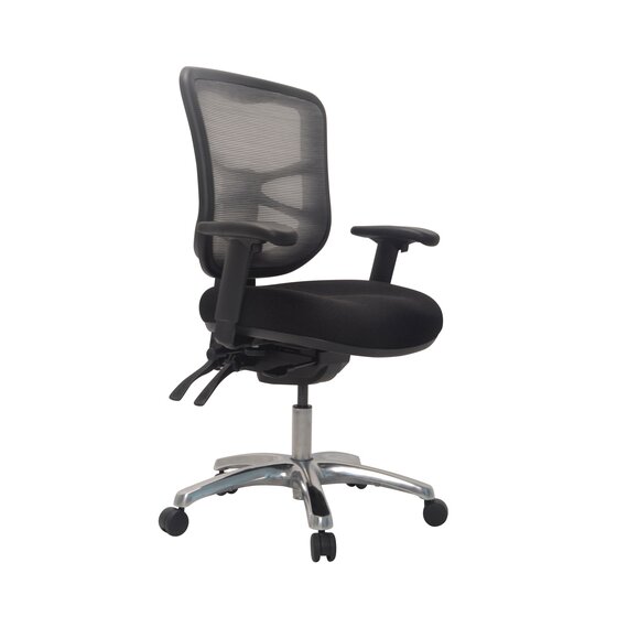 BURO METRO CHAIR WITH SEAT SLIDE & ARMS, ALUMINIUM BASE