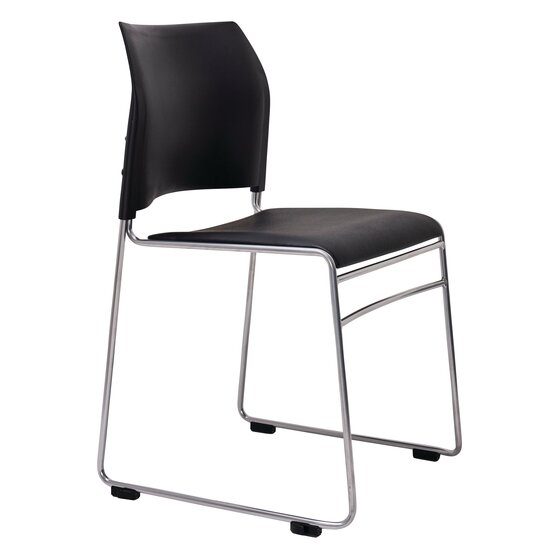 Buro Maxim Sled Chair, Reflective Silver Frame – Stacking Conference & Meeting Room Seating